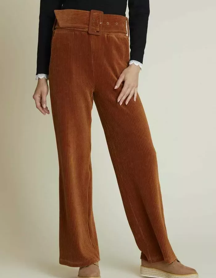 Pantalon Large en velours camel