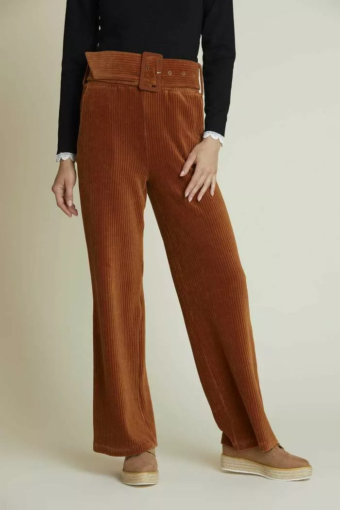 Pantalon Large en velours camel