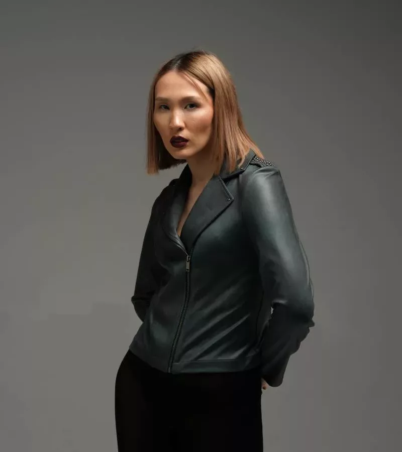 Blouson effet cuir Vert