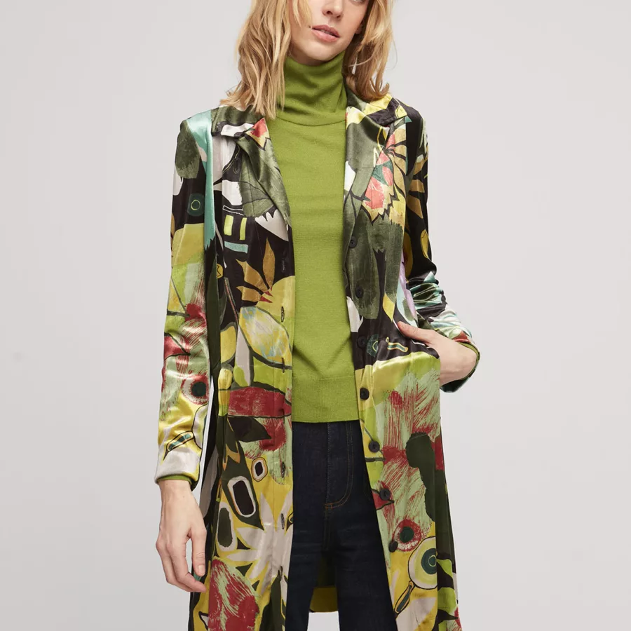 Manteau Imprimé en Velours