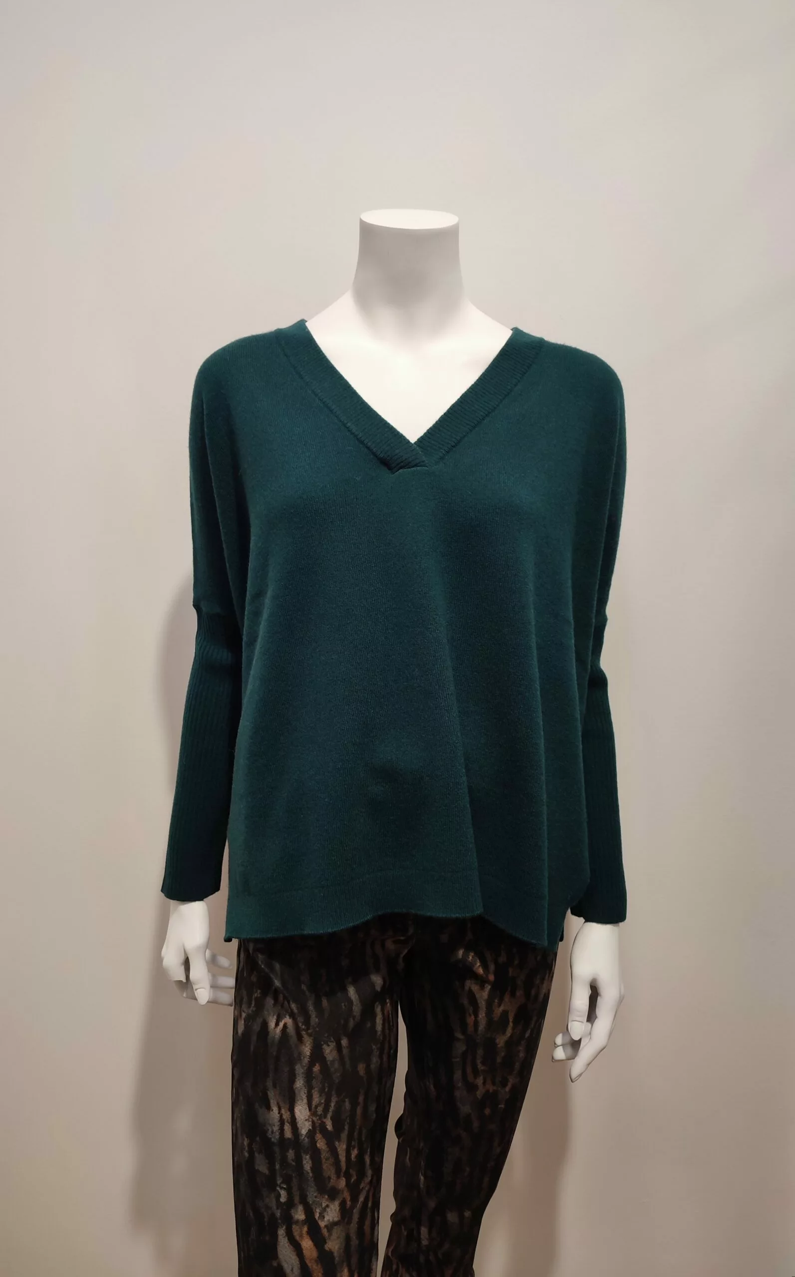Pull laine/cachemire vert