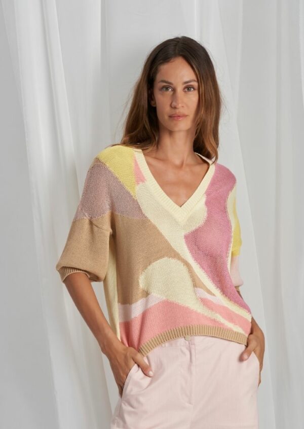 Pull fin multicolore
