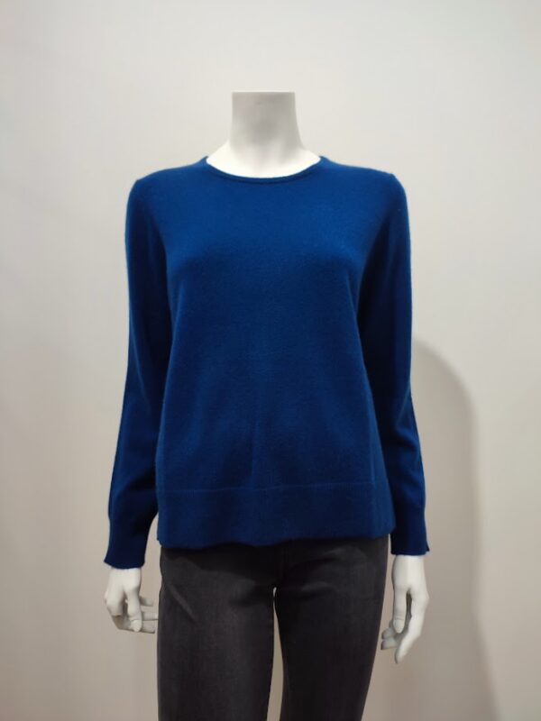 Pull col rond bleu