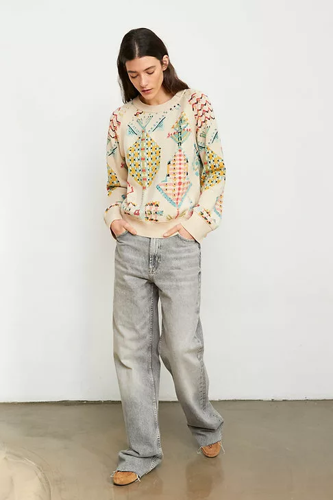 Pull Dom Turquoise/écru