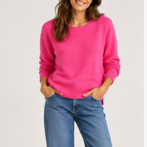 Pull cachemire rose fluo