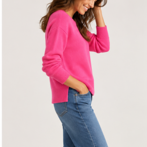 Pull cachemire rose fluo
