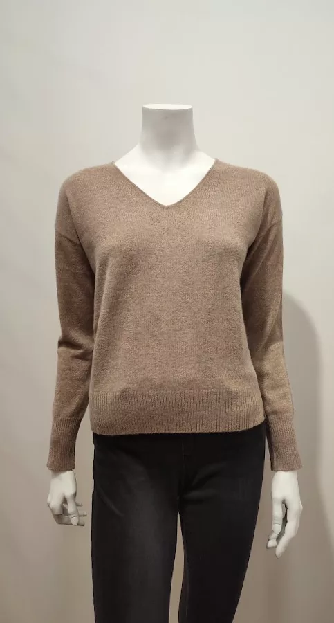 Pull Col V Beige