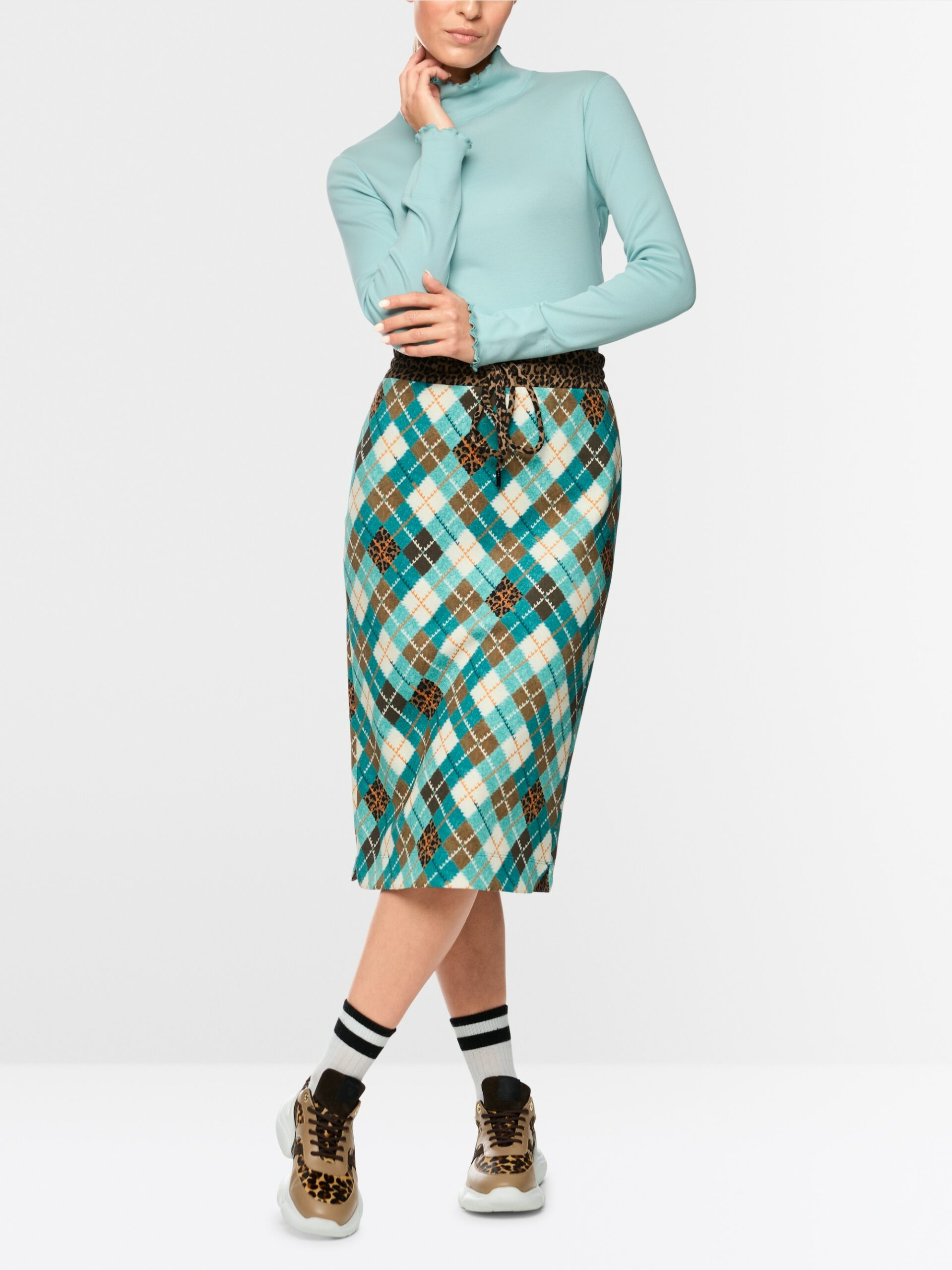 Tee-shirt col roulé turquoise – Image 2