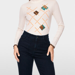 Tee-shirt col roulé à motif