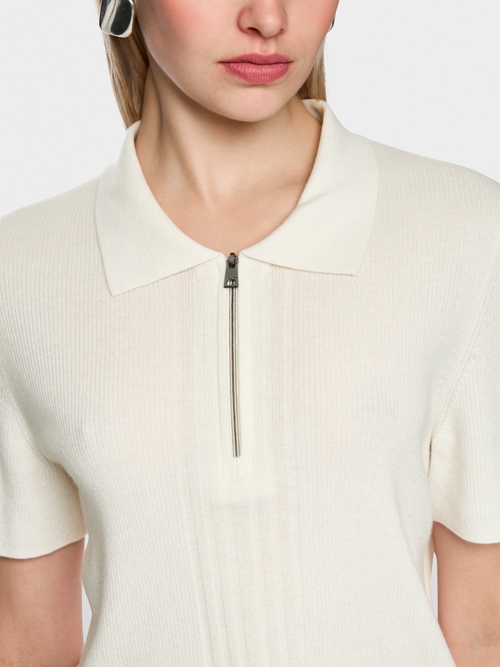 Polo zippé blanc – Image 3