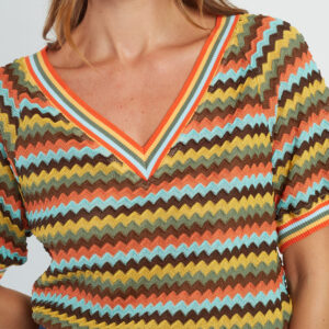 t-shirt en maille bleu ou kaki