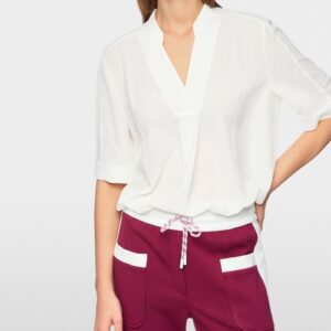 Blouse satin ciel ou blanc