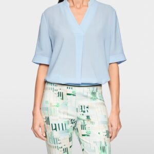 Blouse satin ciel ou blanc