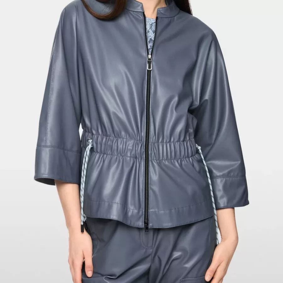 Veste similicuir bleue