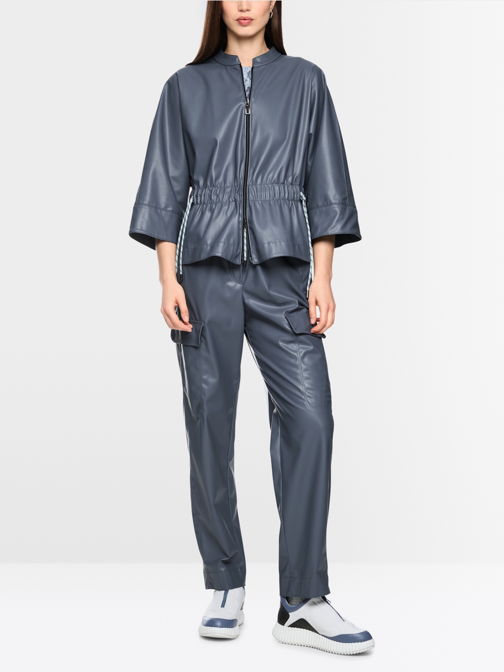 Veste similicuir bleue