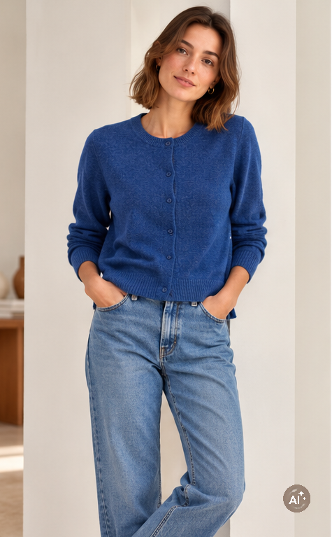 Gilet en Cachemire bleu – Image 2