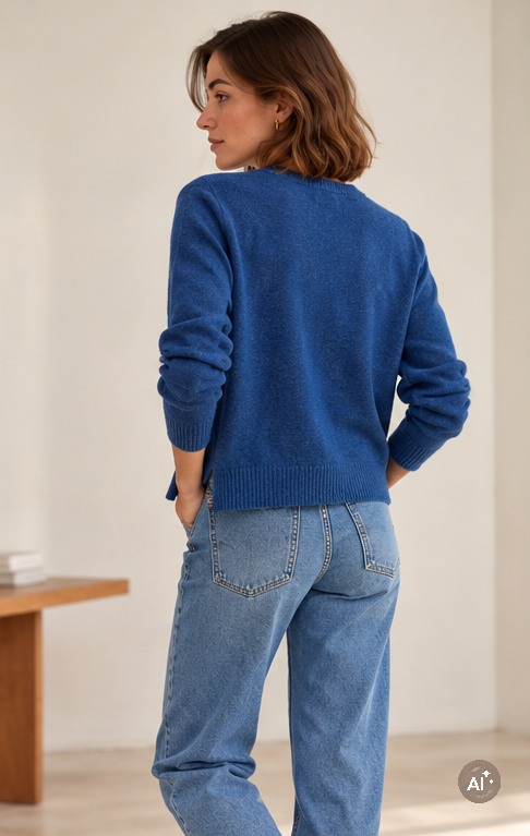 Gilet en Cachemire bleu – Image 3