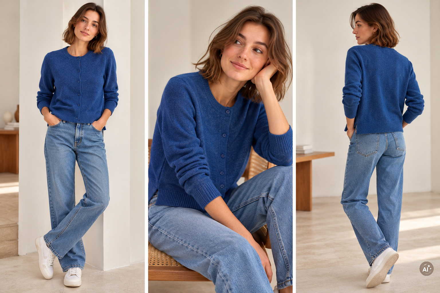 Gilet en Cachemire bleu – Image 4