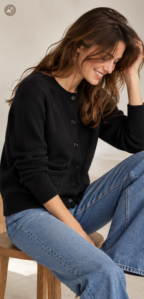 gilet en cachemire noir – Image 2