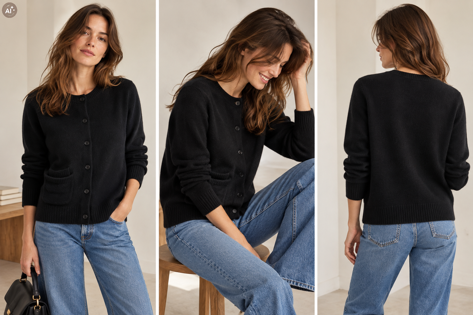 gilet en cachemire noir – Image 4