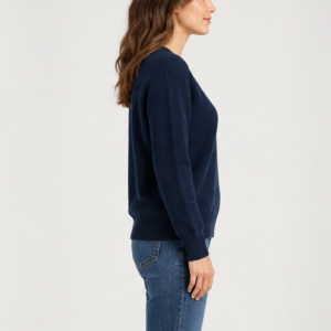 Pull col v en cachemire bleu