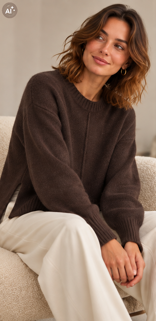 Pull en Cachemire Marron