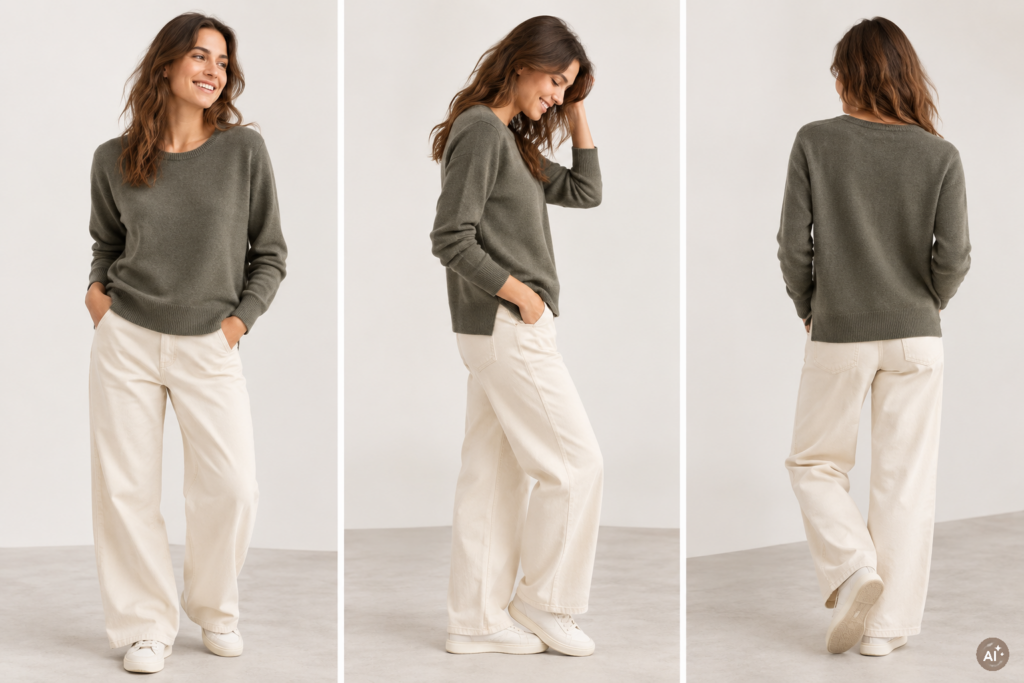 Pull en cachemire kaki – Image 4