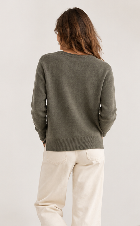 Pull en cachemire kaki – Image 3