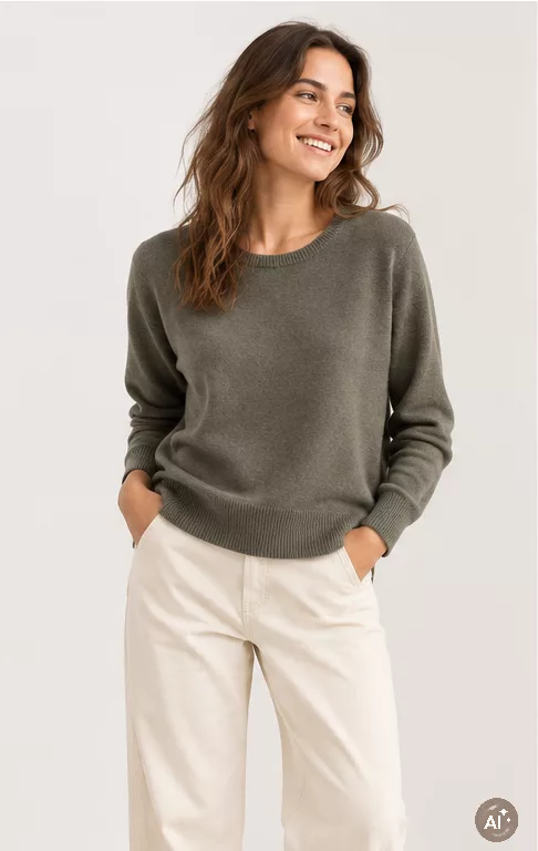 Pull en cachemire kaki