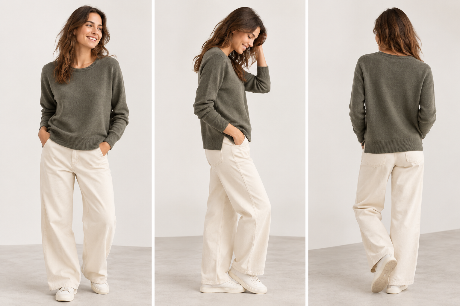 Pull en cachemire kaki – Image 4