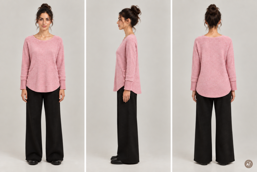 Pull Cachemire rose poudré – Image 4