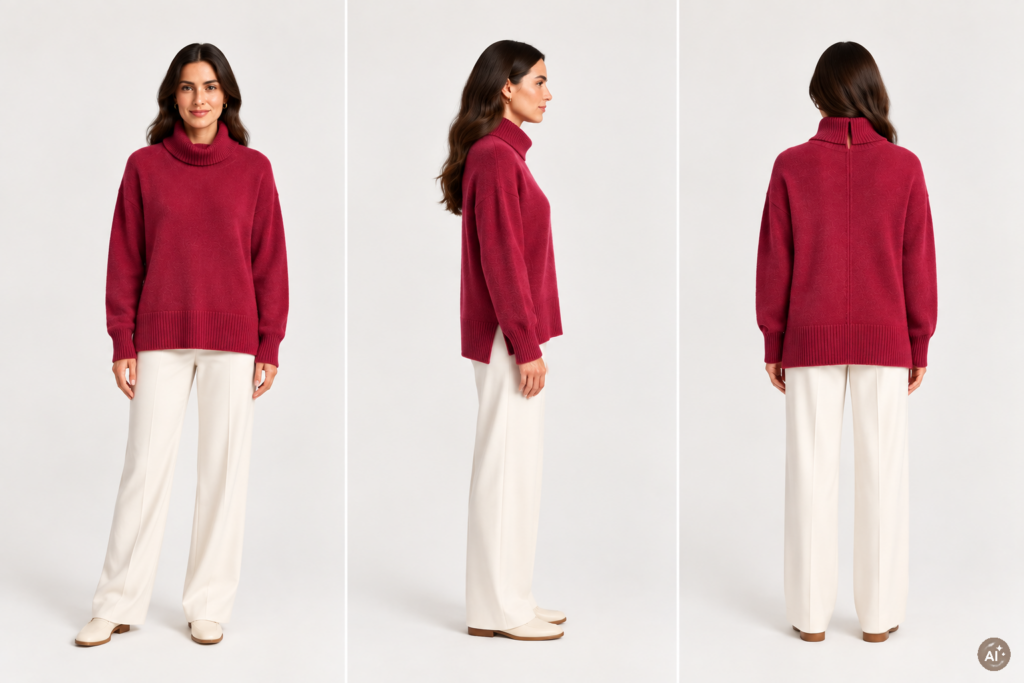 Pull col roulé en cachemire épais – Image 4