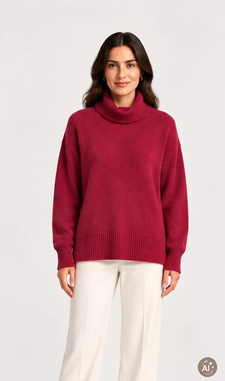 Pull col roulé en cachemire épais