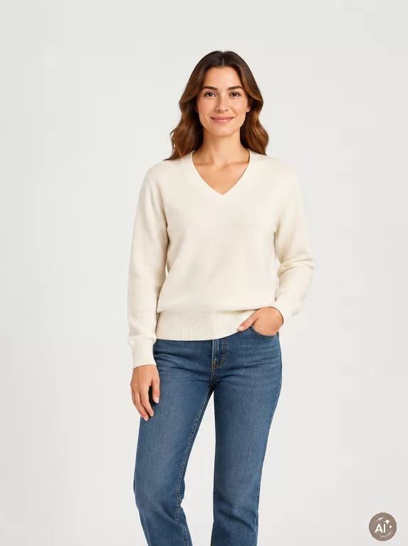 Pull col v en cachemire esthème