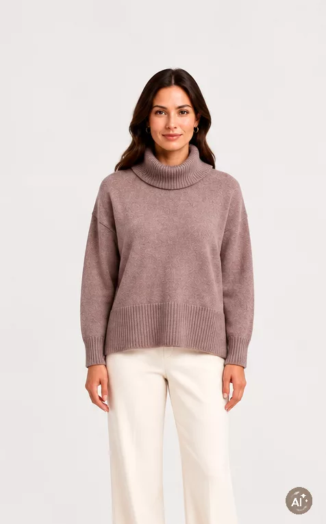 Pull col roulé en cachemire épais