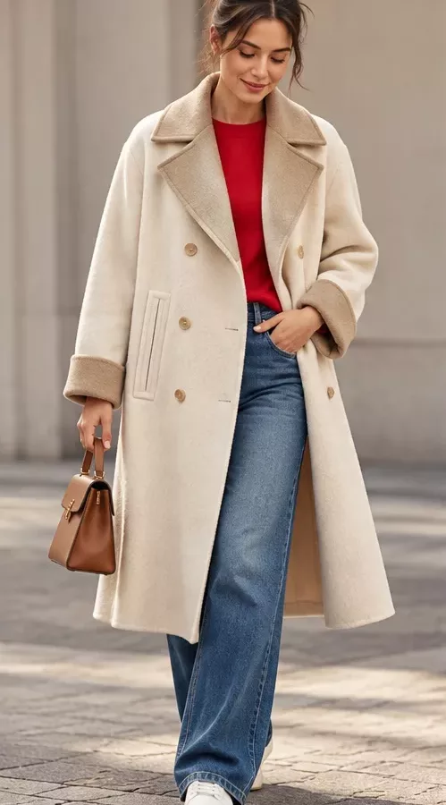 Manteau femme en laine coupe trapèze Tartina – 2 coloris