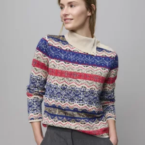Pull fin imprimé bleu
