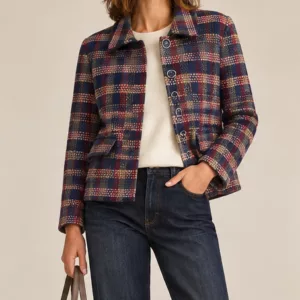 Veste courte à carreaux 2 coloris
