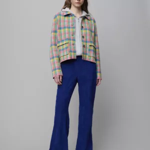 Veste courte à carreaux 2 coloris