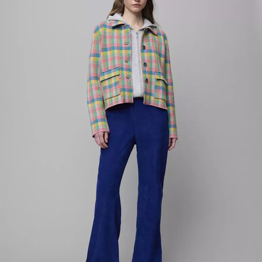 Veste courte à carreaux 2 coloris