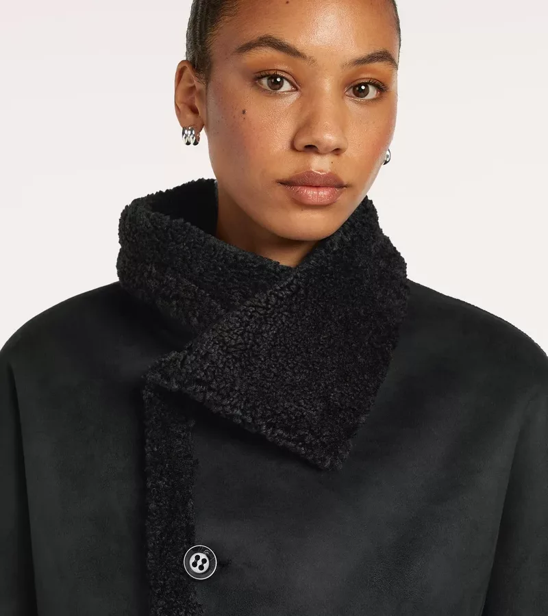Veste courte noire réversible bouclette ou nubuck