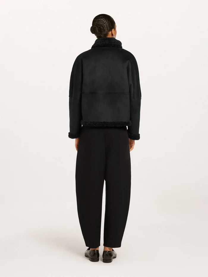 Veste courte noire réversible bouclette ou nubuck – Image 4